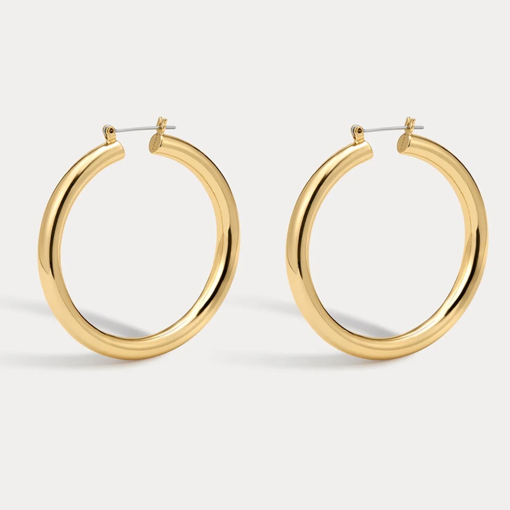 Luv Aj Best Seller Amalfi Tube Hoop Earrings in Gold NWT - Picture 2 of 6